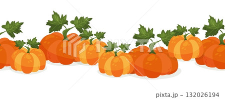 Seamless autumn pumpkin border pattern Seamless autumn pumpkin border pattern 132026194