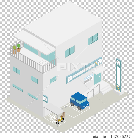 ( アイソメトリック)3階建ての歯科医院併用住宅素材 ( アイソメトリック)3階建ての歯科医院併用住宅素材 132026227