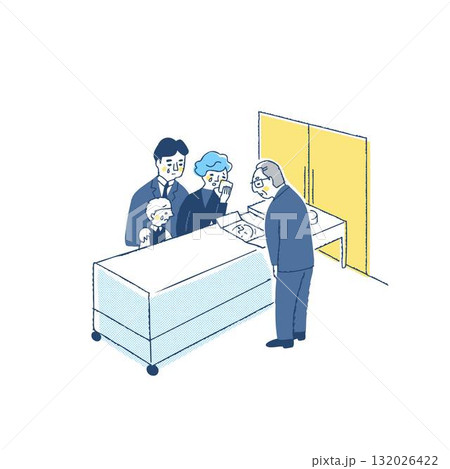 火葬前に故人にお別れをする遺族 火葬・焼却炉 火葬前に故人にお別れをする遺族 火葬・焼却炉 132026422