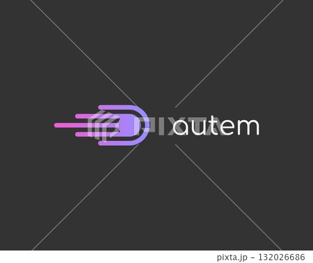 Abstract flying satellite gradient logo. Startup speed concept. Creative spaceship spice science vector logo. Abstract flying satellite gradient logo. Startup speed concept. Creative spaceship spice science vector logo. 132026686