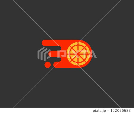 Pizza delivery minimalist logotype. Italian food takeout logo concept. Creative pizzeria restaurant vector logo. 132026688