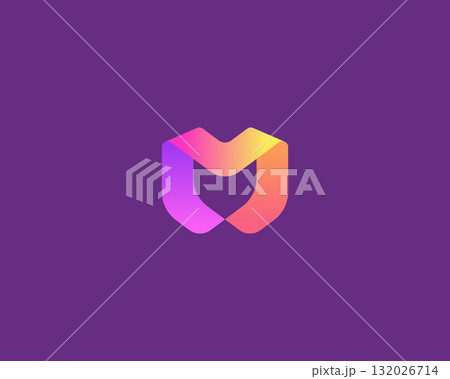 Creative letter M bright gradient logo. Creative flat monogram. Alphabet vector symbol mark. Creative letter M bright gradient logo. Creative flat monogram. Alphabet vector symbol mark. 132026714