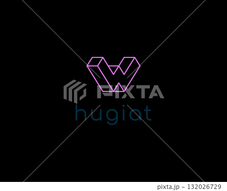 Abstract letter W logotype isometric style. Universal flat vector monogram. 132026729