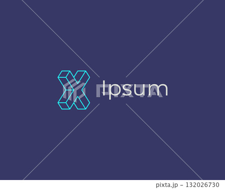 Abstract letter X logotype isometric style. Universal flat vector monogram. Abstract letter X logotype isometric style. Universal flat vector monogram. 132026730