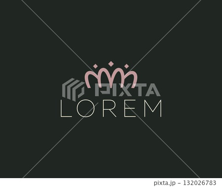 Abstract people crown minimalist logo. Family team coworking premium vector logotype. King queen sign. Abstract people crown minimalist logo. Family team coworking premium vector logotype. King queen sign. 132026783