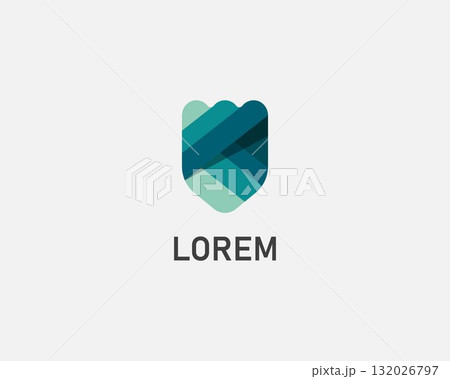 Abstract bright gradient shield vector logo. Universal protection secure care flat vector sign. 132026797