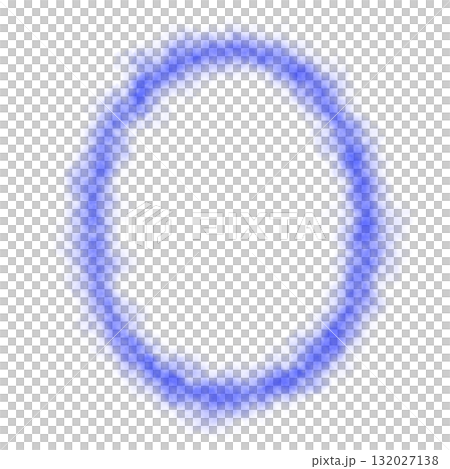 Blue smoky glowing oval shape with misty edges, frame on transparent background for mystical abstract or fantasy visuals 132027138