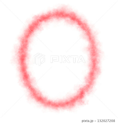 Red smoky glowing oval shape with misty edges, frame on transparent background for mystical abstract or fantasy visuals 132027208