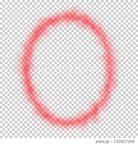 Red smoky glowing oval shape with misty edges, frame on transparent background for mystical abstract or fantasy visuals 132027208