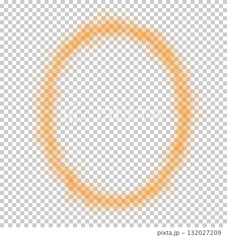 Orange smoky glowing oval shape with misty edges, frame on transparent background for mystical abstract or fantasy visuals 132027209