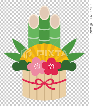 可愛的門松向量插圖。新年裝飾，新年賀卡，日式風格 132027433