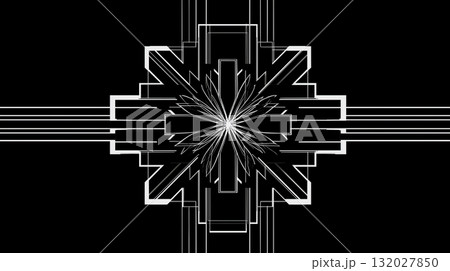 放射状に広がる幾何学的ミニマルアート 132027850