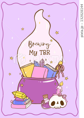 Cute Halloween Spooky Bookish Brewing My TBR Books in Witch Cauldron Cartoon Hand Drawn Greeting Card Printable Cute Halloween Spooky Bookish Brewing My TBR Books in Witch Cauldron Cartoon Hand Drawn Greeting Card Printable 132028144