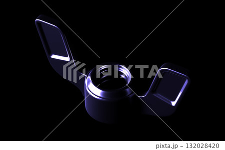 Futuristic Glossy Blue Hex Nut, Bolt and Wing Nut on Black Futuristic Glossy Blue Hex Nut, Bolt and Wing Nut on Black 132028420