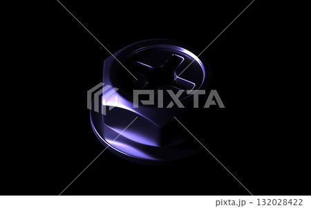 Futuristic Glossy Blue Hex Nut, Bolt and Wing Nut on Black 132028422
