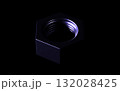 Futuristic Glossy Blue Hex Nut, Bolt and Wing Nut on Black 132028425