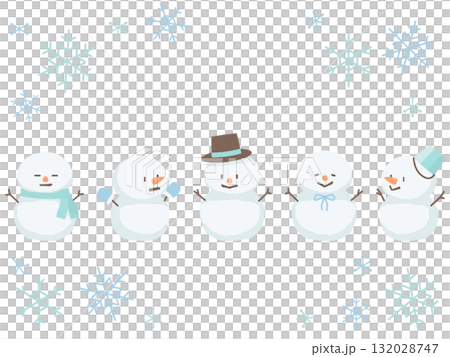 Illustration of snowflake and snowman 132028747