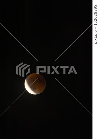 Lunar eclipse phase showing red blood moon Lunar eclipse phase showing red blood moon 132028895