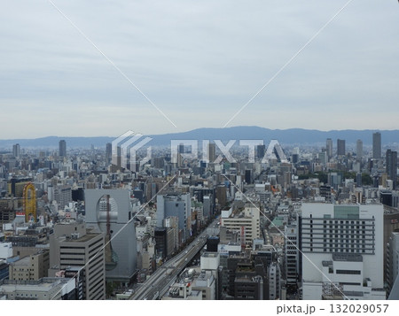 大阪市街と生駒山地を望む都市景観 132029057