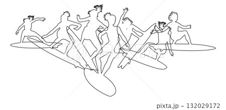 Surfer Surfboard Surfers Women Female Silhouettes 132029172