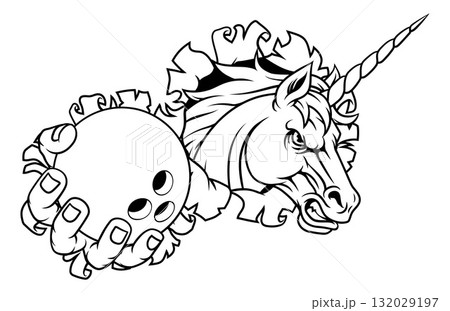 Unicorn Horse Bowling Sports Team Mascot 132029197
