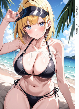 黒ビキニの女の子 黒ビキニの女の子 132029642