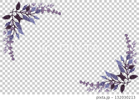 [Winter plant decorative frame] Hand-embroidered illustration material 132030213