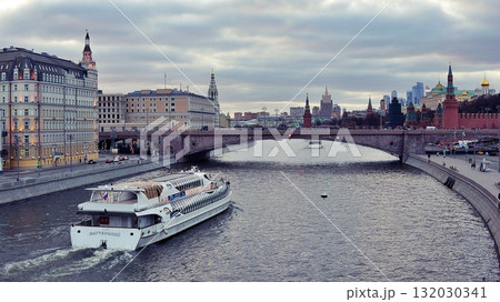 The Bolshoy Kamenny Bridge on the Moscow River in Moscow. The Bolshoy Kamenny Bridge on the Moscow River in Moscow. 132030341