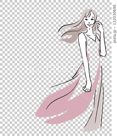 美容イメージ背景透過、ロングヘア、ピンクのドレスの女性 美容イメージ背景透過、ロングヘア、ピンクのドレスの女性 132030698
