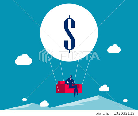 Robobt. Artificial intelligence is sitting on money balloon Robobt. Artificial intelligence is sitting on money balloon 132032115