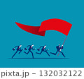 Robot. Artificial intelligence holding flag and running 132032122