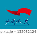 Robot. Artificial intelligence holding flag and running 132032124