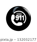 911 glossy black icon on transparent 132032177