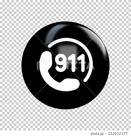 911 glossy black icon on transparent 911 glossy black icon on transparent 132032177