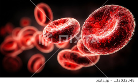 A group of red blood cells in a black background 132032349
