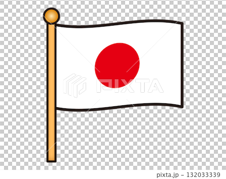 Simple Japanese flag icon illustration material Simple Japanese flag icon illustration material 132033339