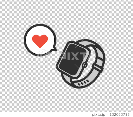 Smartwatch Healthcare Heart Mark Icon Illustration 132033755