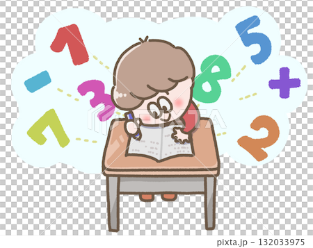 算数の勉強をする男の子のイラスト 132033975