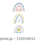 Three Cute Rainbow Illustrations with Hearts. Nordic Set for Kids' Decor and Prints 132034012