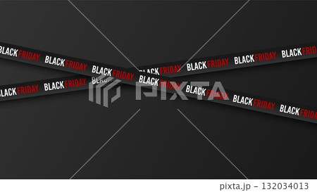 3d ribbons with on dark background for Black Friday sale banner. Crossed ribbons in the dark, perfect for fashion advertising, promotion, or holiday discount design. 3d ribbons with on dark background for Black Friday sale banner. Crossed ribbons in the dark, perfect for fashion advertising, promotion, or holiday discount design. 132034013
