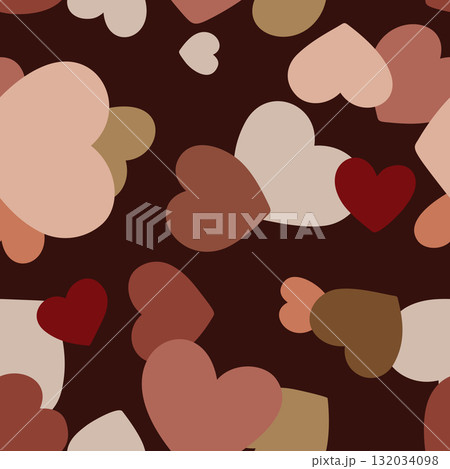 Dark Chocolate Heart Seamless Pattern with Romantic Pink and White Accents Dark Chocolate Heart Seamless Pattern with Romantic Pink and White Accents 132034098