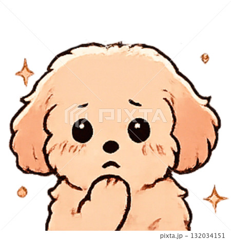 ふわもこ犬のしょんぼりポーズ 132034151