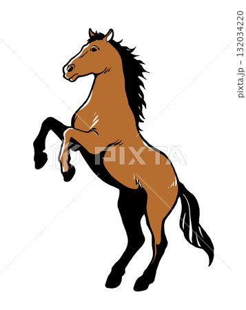 立ち上がる馬 イラスト(午年・年賀状・背景透過PNG) 立ち上がる馬 イラスト(午年・年賀状・背景透過PNG) 132034220