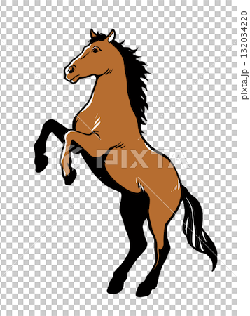 立ち上がる馬 イラスト(午年・年賀状・背景透過PNG) 立ち上がる馬 イラスト(午年・年賀状・背景透過PNG) 132034220