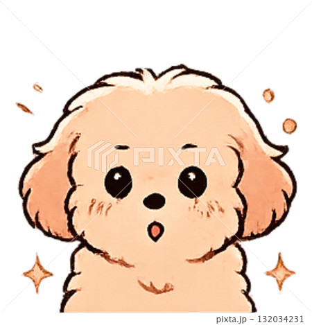 ふわもこ犬のおはようイラスト 132034231