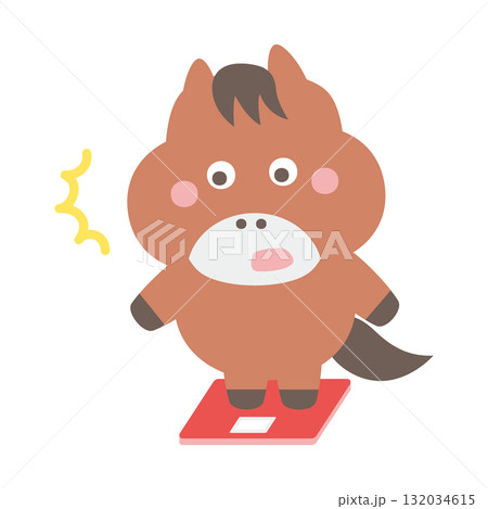 太ったかわいい馬のキャラクターイラスト素材 太ったかわいい馬のキャラクターイラスト素材 132034615