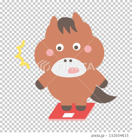 太ったかわいい馬のキャラクターイラスト素材 太ったかわいい馬のキャラクターイラスト素材 132034615