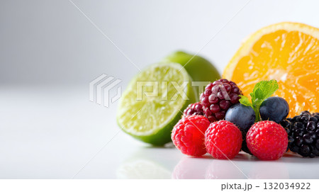 Fresh berries citrus lime orange raspberry...のイラスト素材 [132034922] - PIXTA