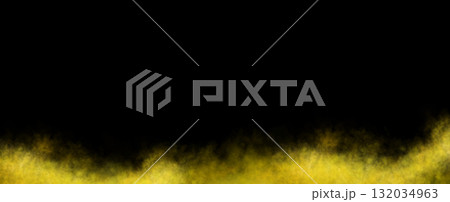 Yellow smoke template mockup with transparent background for show effects, stage design and dramatic visual scenes 132034963