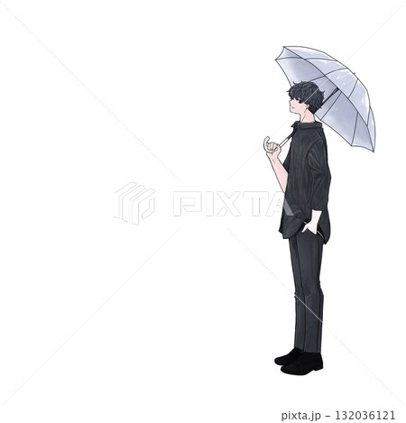 傘をさす男性 132036121